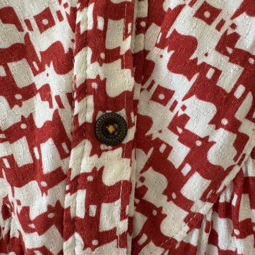 Anthropologie Maeve Avignon Abstract Scotty Dog Print Button Up Top SZ L - Picture 7 of 11